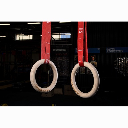 Купить Кольца гимнастические 32 мм красные стропы в Уржуме 