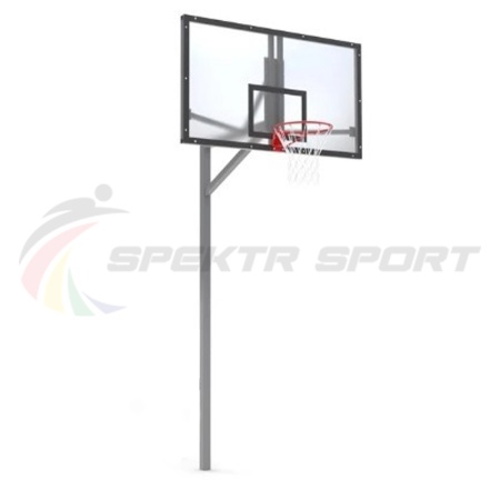 Купить Стойка баскетбольная уличная упрощенная со щитом из оргстекла, кольцом и сеткой SP D 412 в Уржуме 