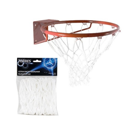 Купить Сетка баскетбольная Torres, нить 4 мм, белая в Уржуме 